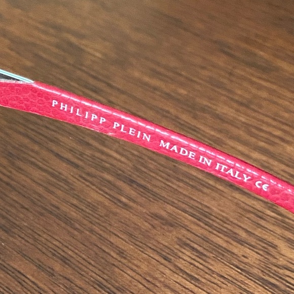 ☠️ Philipp Plein Women’s Sunglasses Forest Red Rare Aviators with Case - Picture 5 of 6